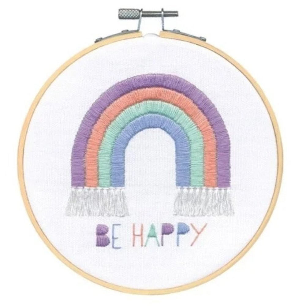 Dimensions Embroidery Kit Rainbow Be Happy Arts Crafts DIY NEW 6" Hoop